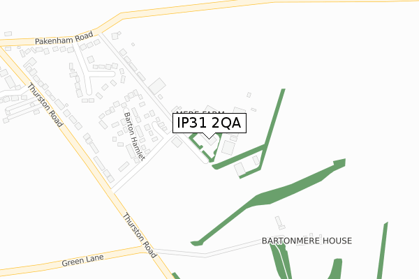 IP31 2QA map - large scale - OS Open Zoomstack (Ordnance Survey)