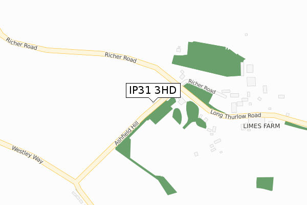 IP31 3HD map - large scale - OS Open Zoomstack (Ordnance Survey)