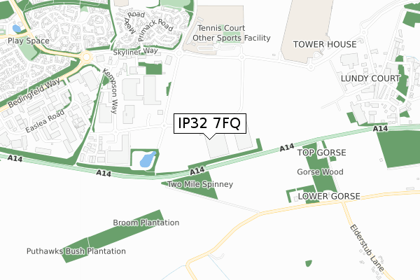 IP32 7FQ map - small scale - OS Open Zoomstack (Ordnance Survey)