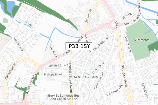 IP33 1SY map - large scale - OS Open Zoomstack (Ordnance Survey)