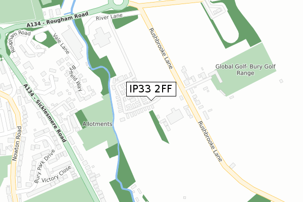 IP33 2FF map - large scale - OS Open Zoomstack (Ordnance Survey)