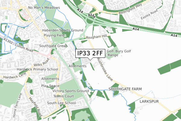 IP33 2FF map - small scale - OS Open Zoomstack (Ordnance Survey)