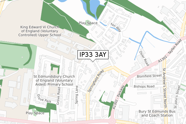 IP33 3AY map - large scale - OS Open Zoomstack (Ordnance Survey)