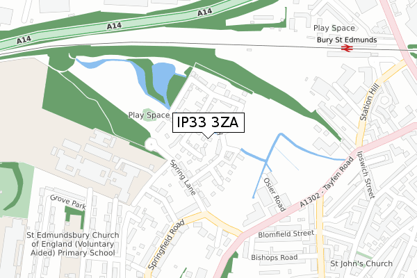 IP33 3ZA map - large scale - OS Open Zoomstack (Ordnance Survey)