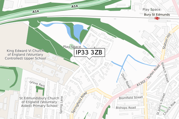 IP33 3ZB map - large scale - OS Open Zoomstack (Ordnance Survey)