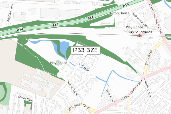 IP33 3ZE map - large scale - OS Open Zoomstack (Ordnance Survey)