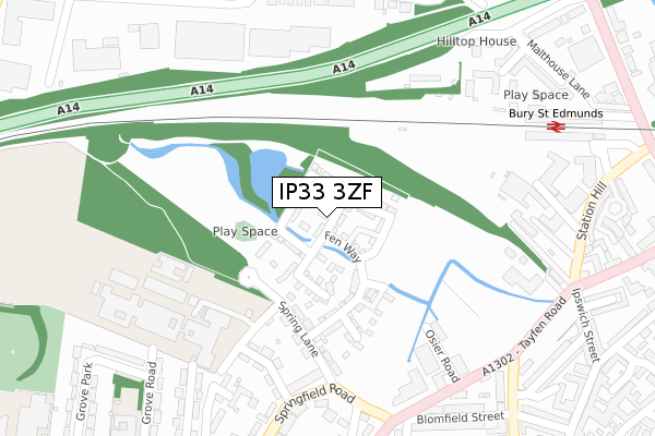 IP33 3ZF map - large scale - OS Open Zoomstack (Ordnance Survey)