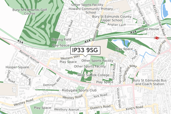 IP33 9SG map - small scale - OS Open Zoomstack (Ordnance Survey) IP33 9SG map - small scale - OS Open Zoomstack (Ordnance Survey)