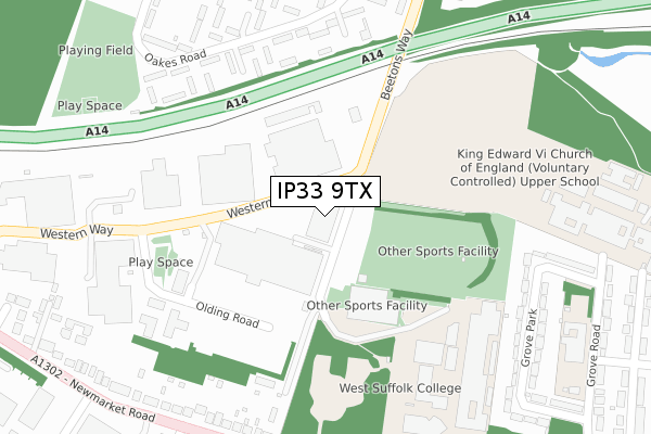 IP33 9TX map - large scale - OS Open Zoomstack (Ordnance Survey) IP33 9TX map - large scale - OS Open Zoomstack (Ordnance Survey)