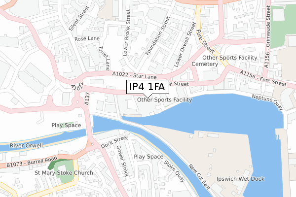IP4 1FA map - large scale - OS Open Zoomstack (Ordnance Survey)
