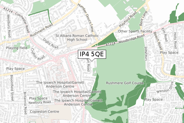 IP4 5QE map - small scale - OS Open Zoomstack (Ordnance Survey)