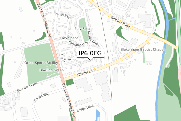 IP6 0FG map - large scale - OS Open Zoomstack (Ordnance Survey)