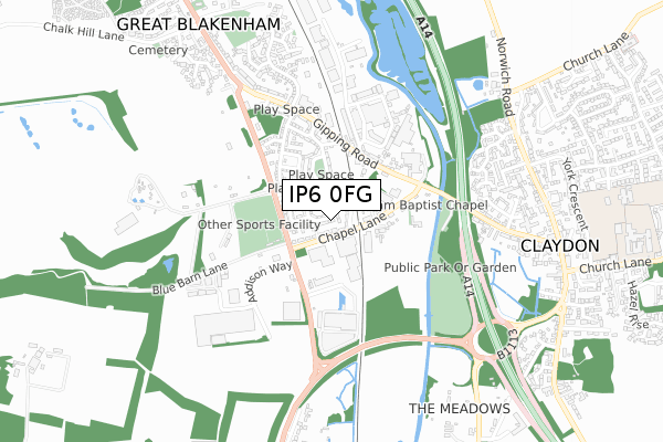 IP6 0FG map - small scale - OS Open Zoomstack (Ordnance Survey)