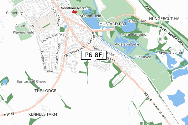 IP6 8FJ map - small scale - OS Open Zoomstack (Ordnance Survey) IP6 8FJ map - small scale - OS Open Zoomstack (Ordnance Survey)