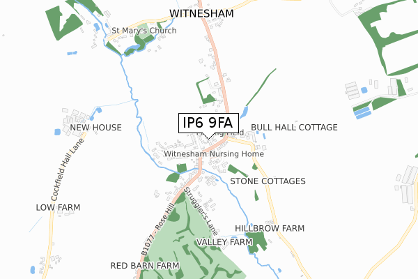 IP6 9FA map - small scale - OS Open Zoomstack (Ordnance Survey)