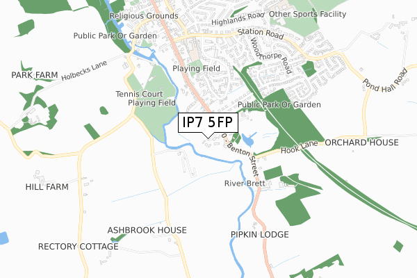 IP7 5FP map - small scale - OS Open Zoomstack (Ordnance Survey)