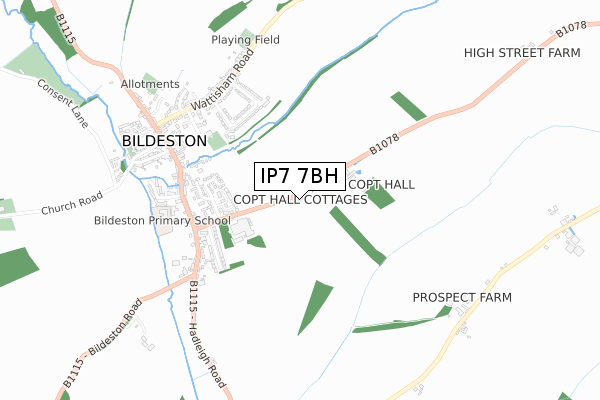IP7 7BH map - small scale - OS Open Zoomstack (Ordnance Survey)