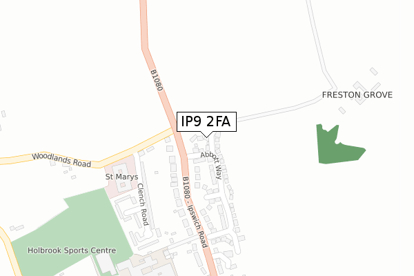 IP9 2FA map - large scale - OS Open Zoomstack (Ordnance Survey)