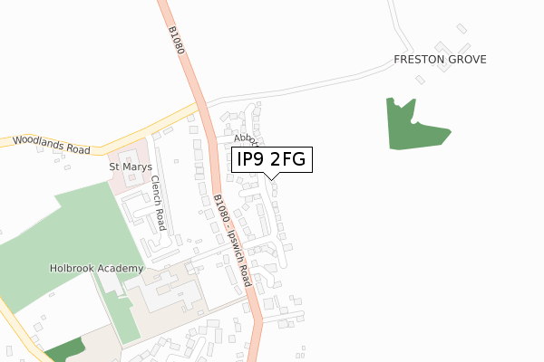 IP9 2FG map - large scale - OS Open Zoomstack (Ordnance Survey)