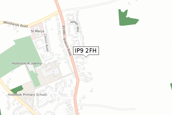 IP9 2FH map - large scale - OS Open Zoomstack (Ordnance Survey)