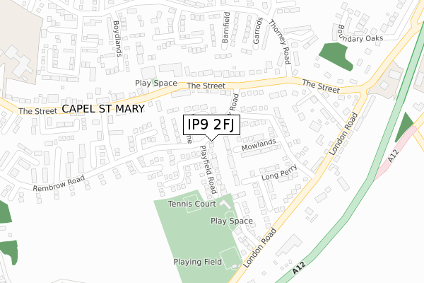 IP9 2FJ map - large scale - OS Open Zoomstack (Ordnance Survey)