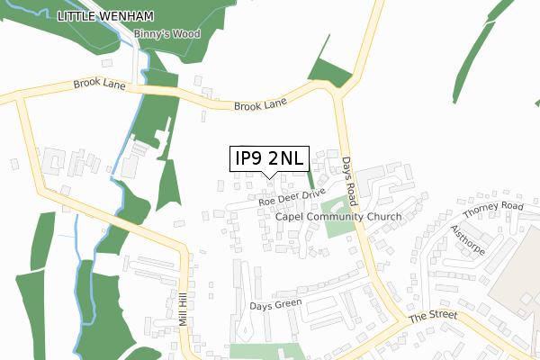 IP9 2NL map - large scale - OS Open Zoomstack (Ordnance Survey)
