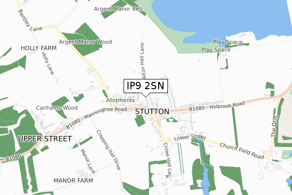 IP9 2SN map - small scale - OS Open Zoomstack (Ordnance Survey)