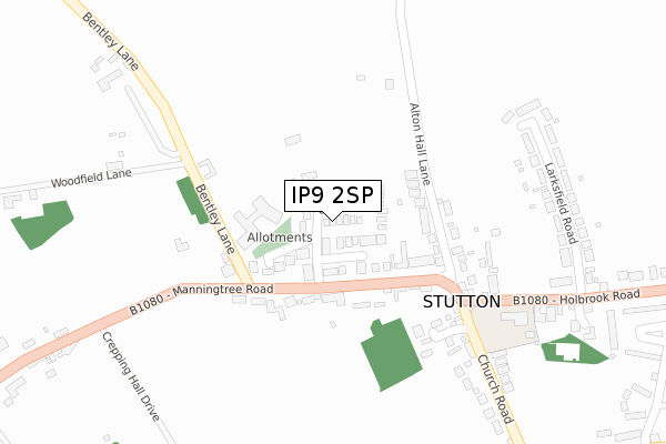 IP9 2SP map - large scale - OS Open Zoomstack (Ordnance Survey)