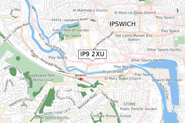 IP9 2XU map - small scale - OS Open Zoomstack (Ordnance Survey) IP9 2XU map - small scale - OS Open Zoomstack (Ordnance Survey)