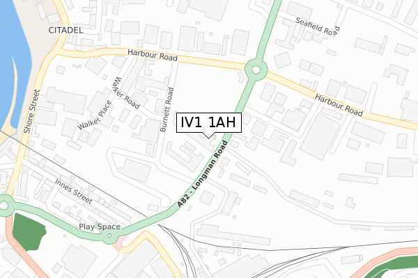 IV1 1AH map - large scale - OS Open Zoomstack (Ordnance Survey)