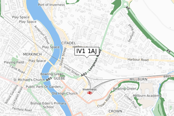 IV1 1AJ map - small scale - OS Open Zoomstack (Ordnance Survey) IV1 1AJ map - small scale - OS Open Zoomstack (Ordnance Survey)
