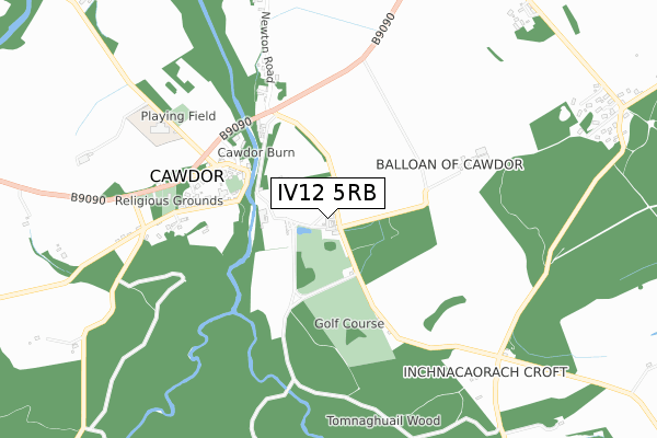 IV12 5RB map - small scale - OS Open Zoomstack (Ordnance Survey)