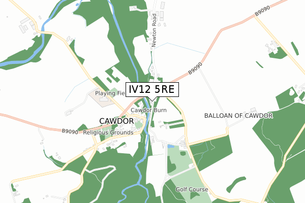 IV12 5RE map - small scale - OS Open Zoomstack (Ordnance Survey)