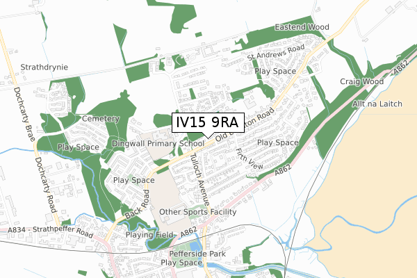 IV15 9RA map - small scale - OS Open Zoomstack (Ordnance Survey)