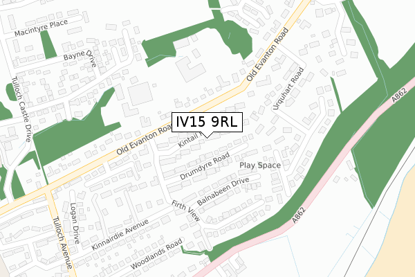 IV15 9RL map - large scale - OS Open Zoomstack (Ordnance Survey)