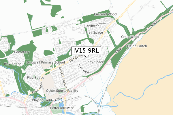IV15 9RL map - small scale - OS Open Zoomstack (Ordnance Survey)