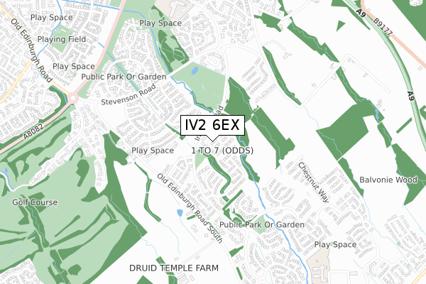 IV2 6EX map - small scale - OS Open Zoomstack (Ordnance Survey)