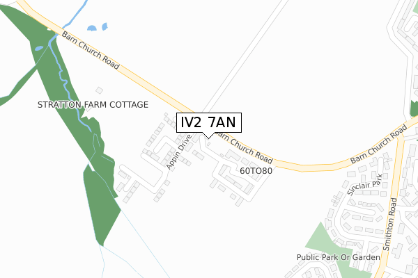 IV2 7AN map - large scale - OS Open Zoomstack (Ordnance Survey)