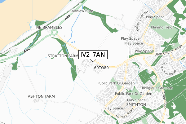 IV2 7AN map - small scale - OS Open Zoomstack (Ordnance Survey)