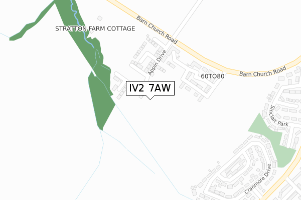 IV2 7AW map - large scale - OS Open Zoomstack (Ordnance Survey)