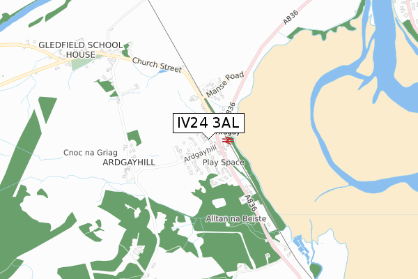 IV24 3AL map - small scale - OS Open Zoomstack (Ordnance Survey)