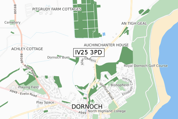 IV25 3PD map - small scale - OS Open Zoomstack (Ordnance Survey)