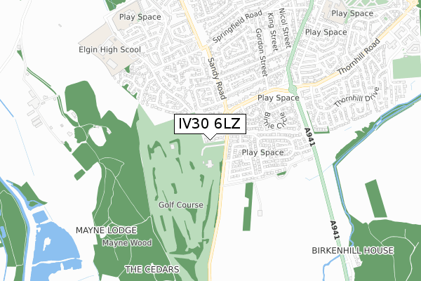 IV30 6LZ map - small scale - OS Open Zoomstack (Ordnance Survey)