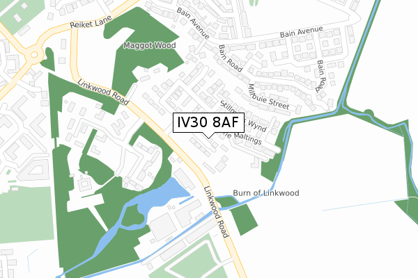 IV30 8AF map - large scale - OS Open Zoomstack (Ordnance Survey)