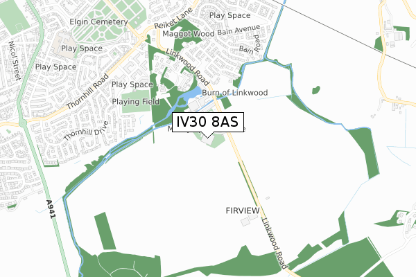 IV30 8AS map - small scale - OS Open Zoomstack (Ordnance Survey)