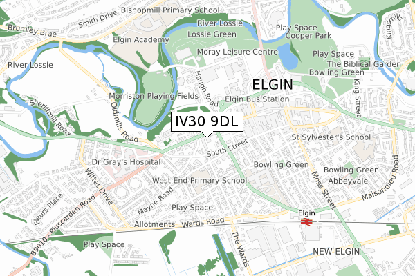 IV30 9DL map - small scale - OS Open Zoomstack (Ordnance Survey)