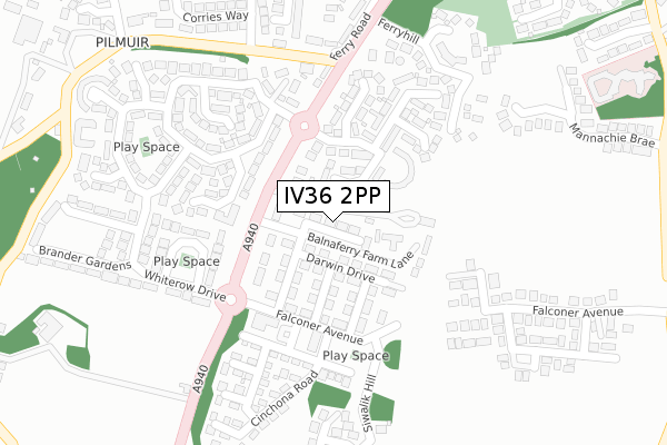 IV36 2PP map - large scale - OS Open Zoomstack (Ordnance Survey)