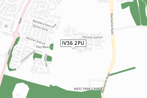 IV36 2PU map - large scale - OS Open Zoomstack (Ordnance Survey)