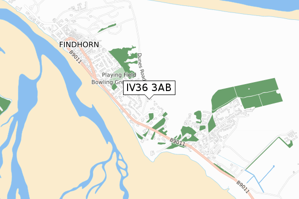 IV36 3AB map - small scale - OS Open Zoomstack (Ordnance Survey)