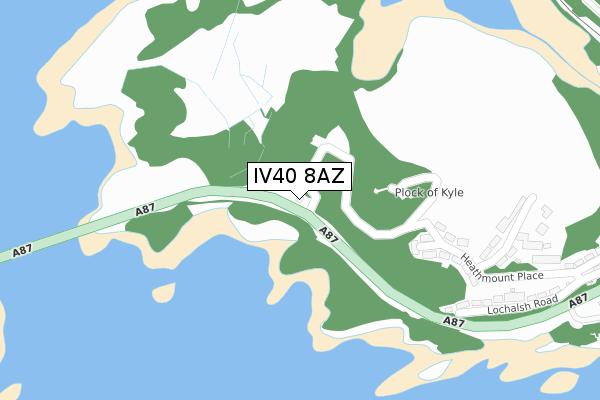 IV40 8AZ map - large scale - OS Open Zoomstack (Ordnance Survey)